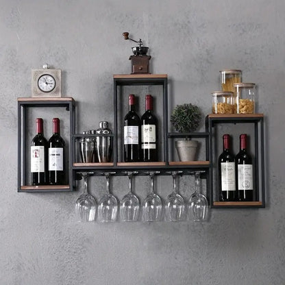 Ścienny Stojak Na Wino i Kieliszki do Dekoracji Kuchni