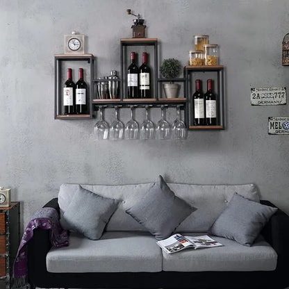 Ścienny Stojak Na Wino i Kieliszki do Dekoracji Kuchni